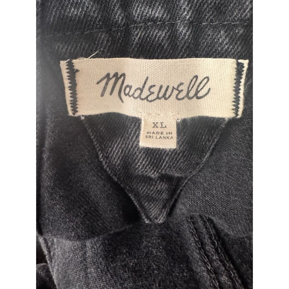 Madewell Womens Black Denim Overalls Shorts Frayed Hem Casual Cotton Summer XL - Picture 4 of 6
